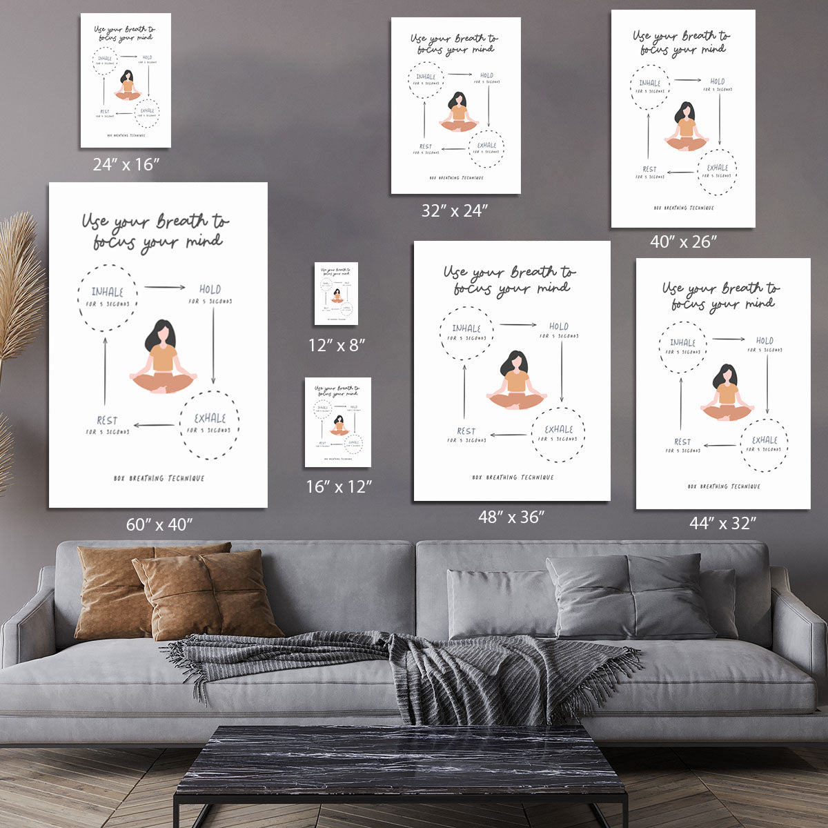 Box Breathe Yoga Canvas Print or Poster - Canvas Art Rocks - 7