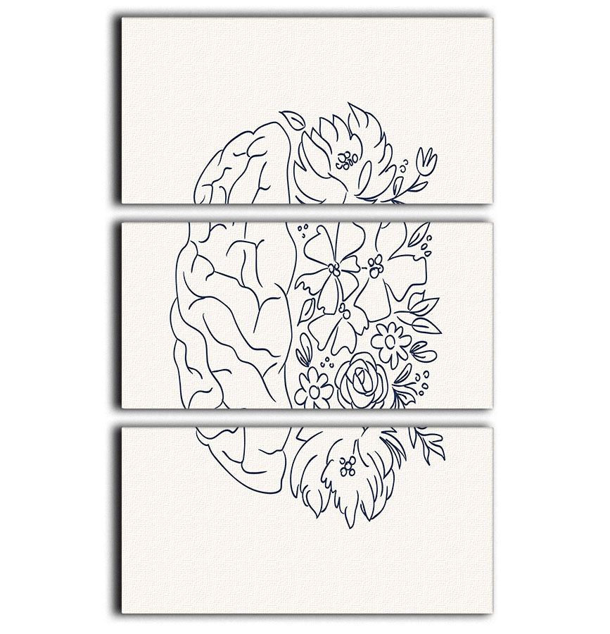 Brain Sketch 3 Split Panel Canvas Print - Canvas Art Rocks - 1