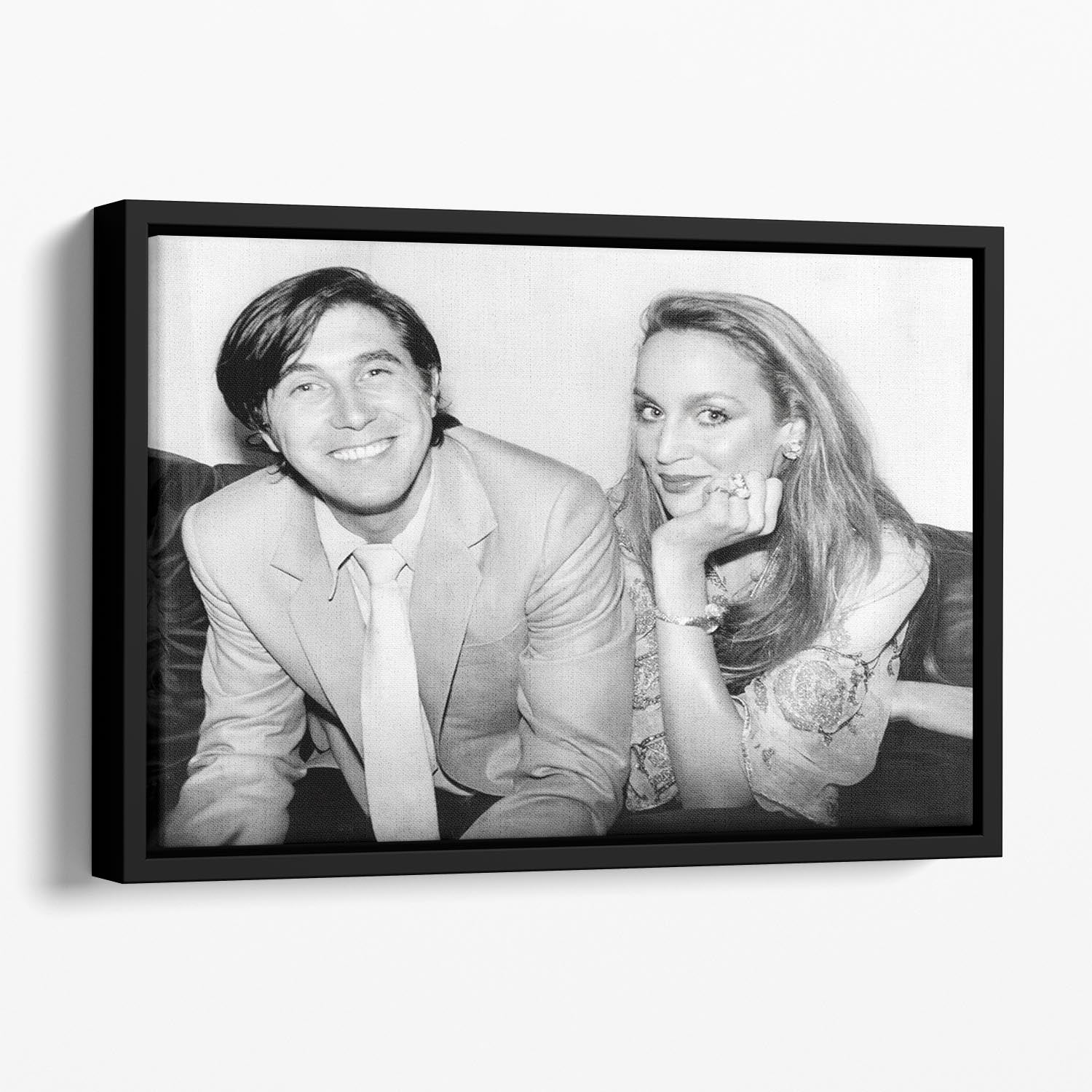 Bryan Ferry and Jerry Hall Floating Framed Canvas - Canvas Art Rocks - 1
