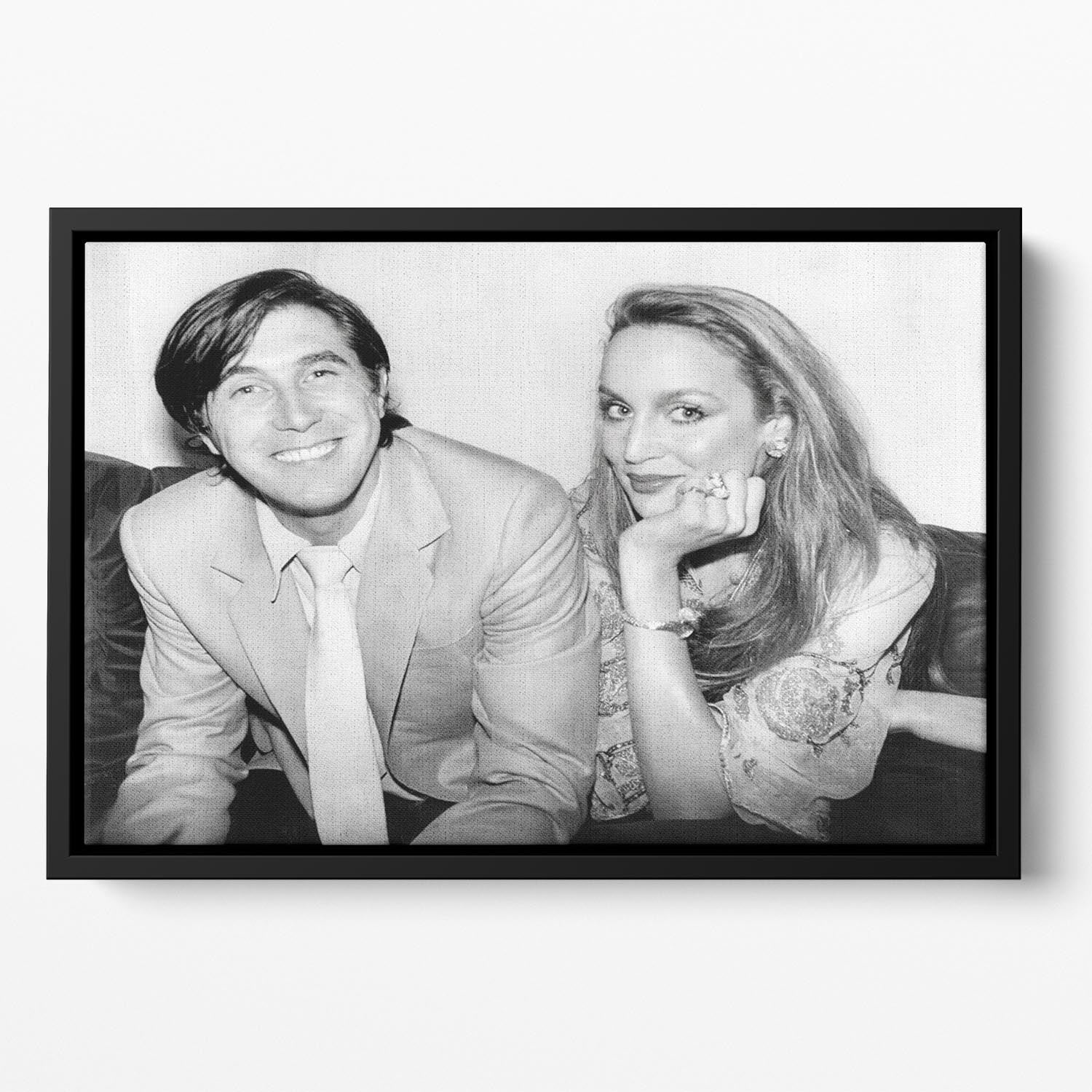 Bryan Ferry and Jerry Hall Floating Framed Canvas - Canvas Art Rocks - 2