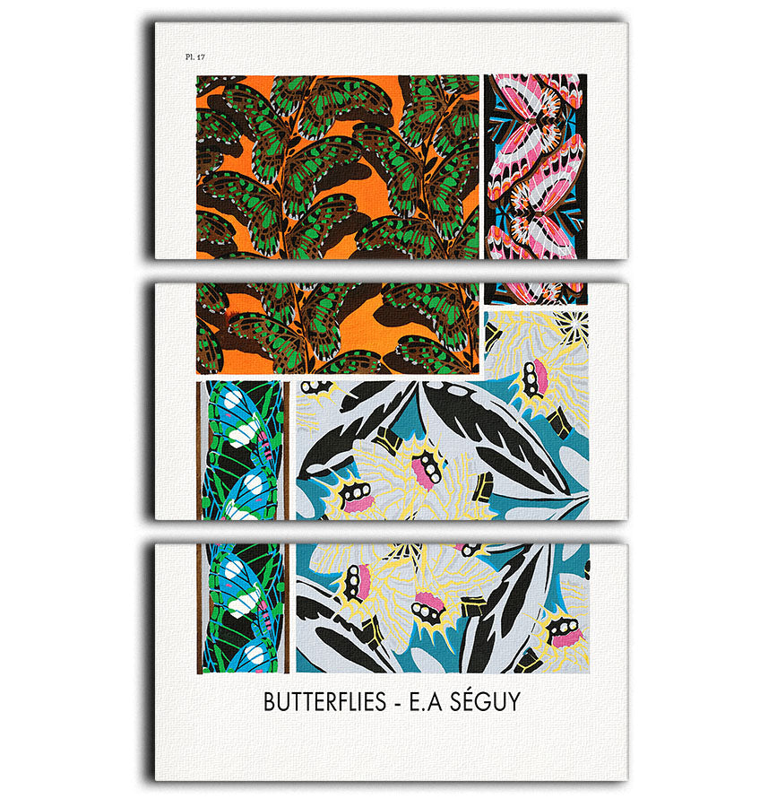 Butterflies Part 17 3 Split Panel Canvas Print - Canvas Art Rocks - 1