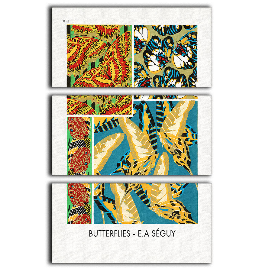 Butterflies Part 19 3 Split Panel Canvas Print - Canvas Art Rocks - 1