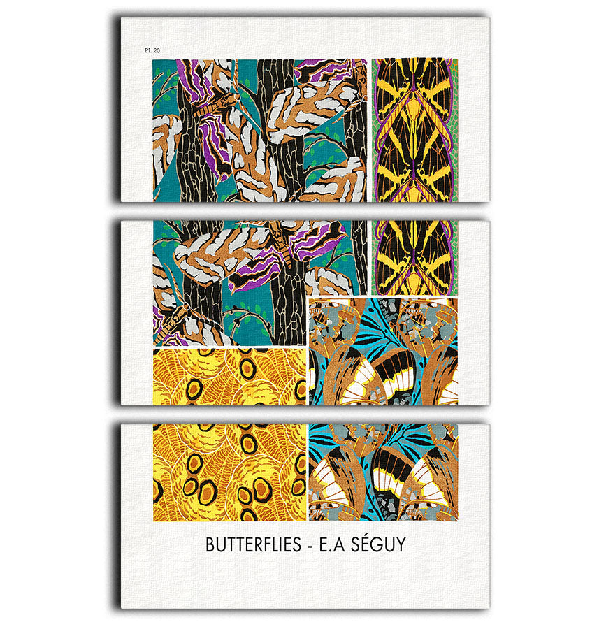 Butterflies Part 20 3 Split Panel Canvas Print - Canvas Art Rocks - 1