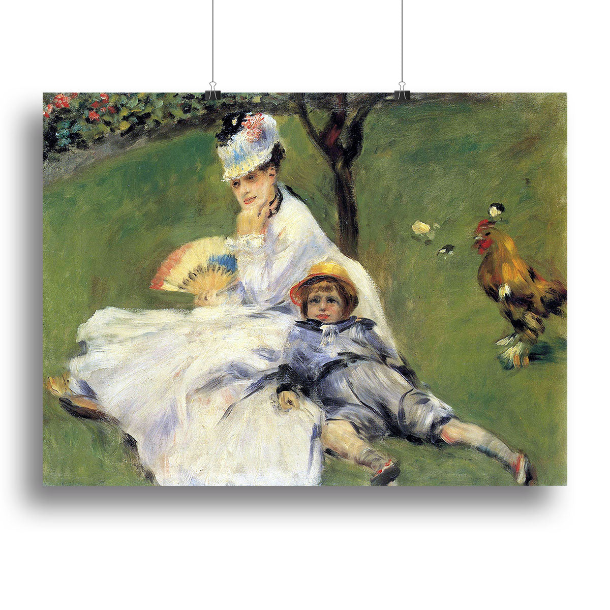 Camille Monet and her son Jean in the garden of Argenteuil by Renoir Poster - Unframed