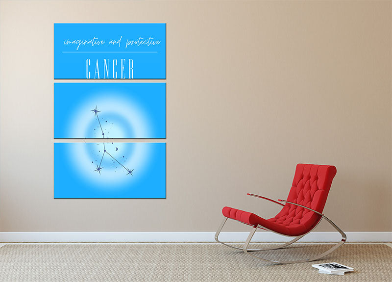 Cancer Zodiac Serenity Print 3 Split Panel Canvas Print - Canvas Art Rocks - 2
