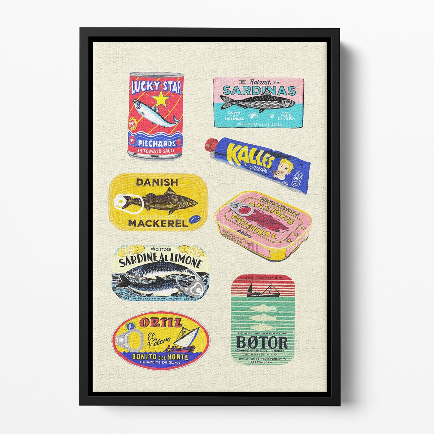 Canned Fish Floating Framed Canvas - Canvas Art Rocks - 2