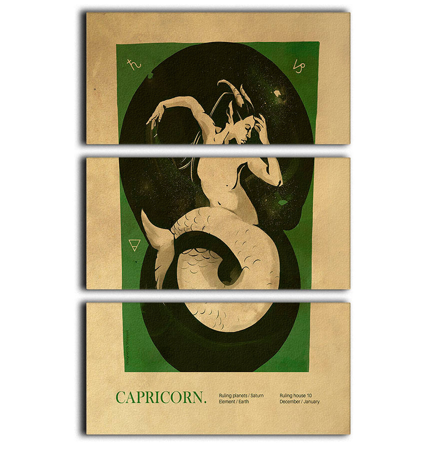 Capricorn Celestial Harmony Art 3 Split Panel Canvas Print - Canvas Art Rocks - 1