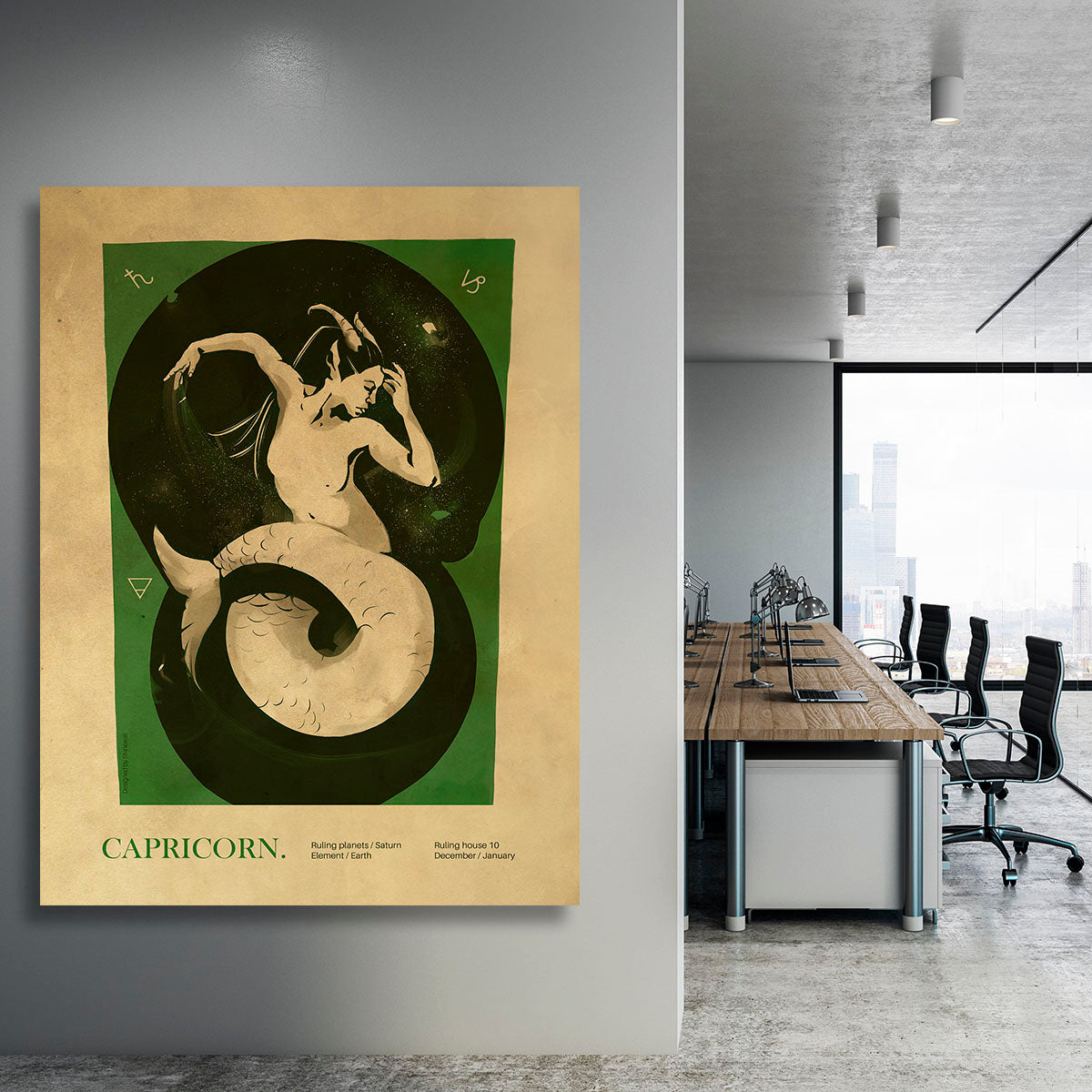 Capricorn Celestial Harmony Art Canvas Print or Poster - Canvas Art Rocks - 3