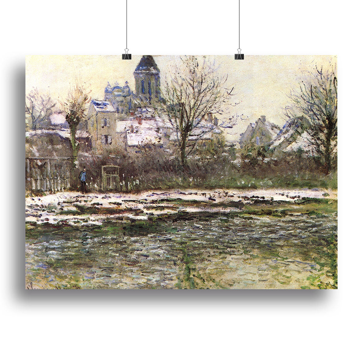 Church of Vetheuil in the snow by Monet Poster - Unframed
