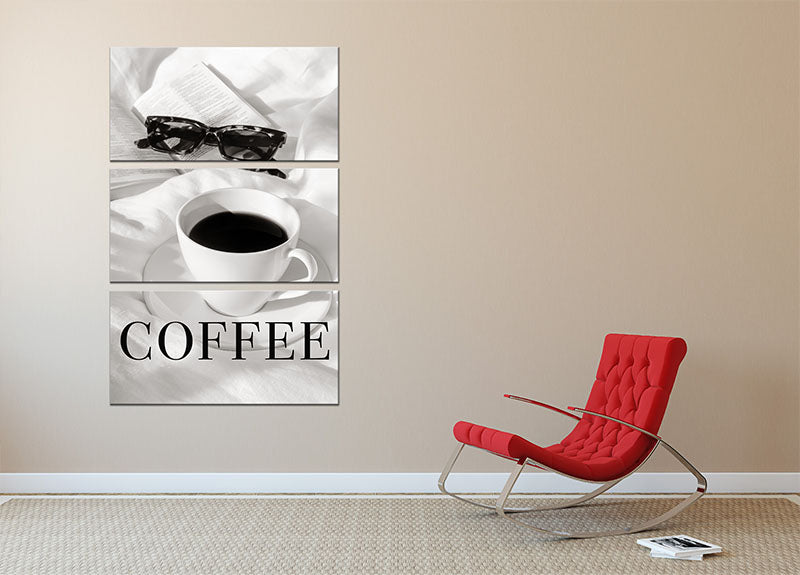 Coffee in Bed 3 Split Panel Canvas Print - Canvas Art Rocks - 2