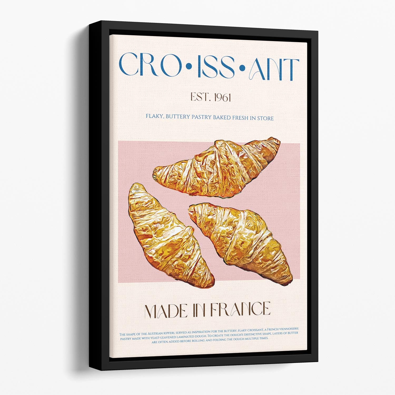 Croissant Print Floating Framed Canvas - Canvas Art Rocks - 1