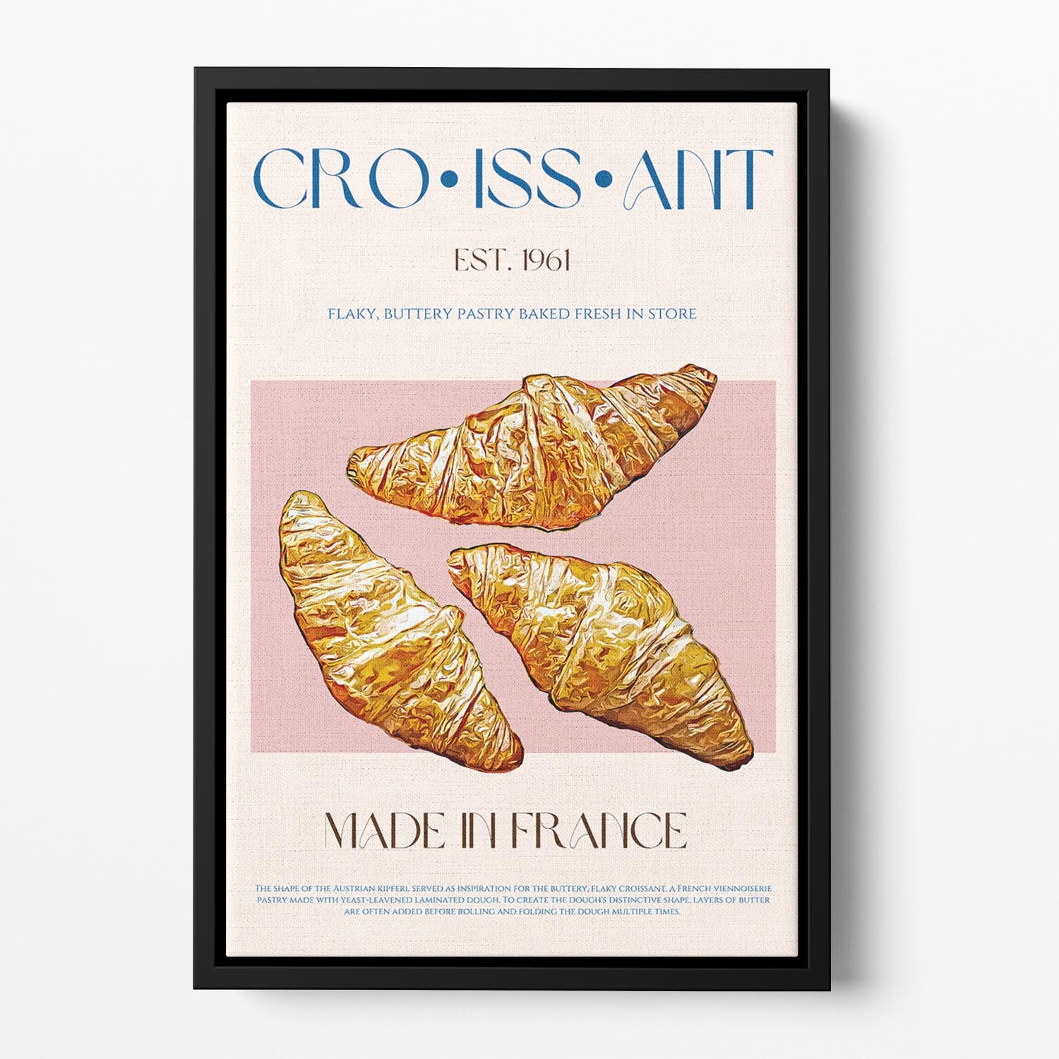 Croissant Print Floating Framed Canvas - Canvas Art Rocks - 2