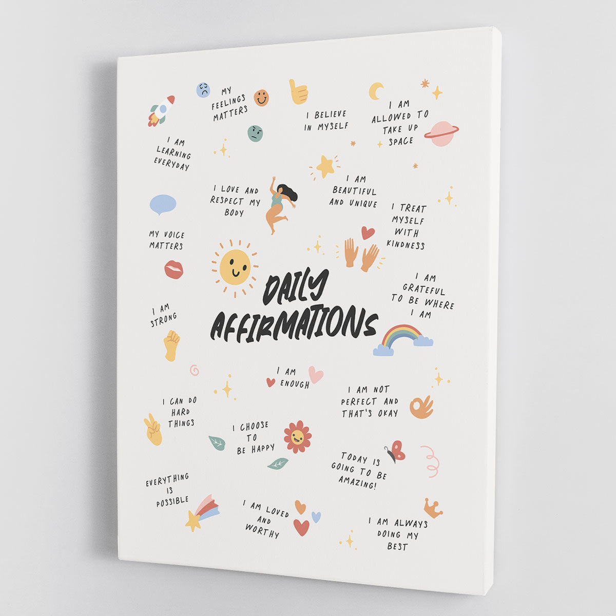 Daily Affirmations Emoji Canvas Print or Poster - Canvas Art Rocks - 1