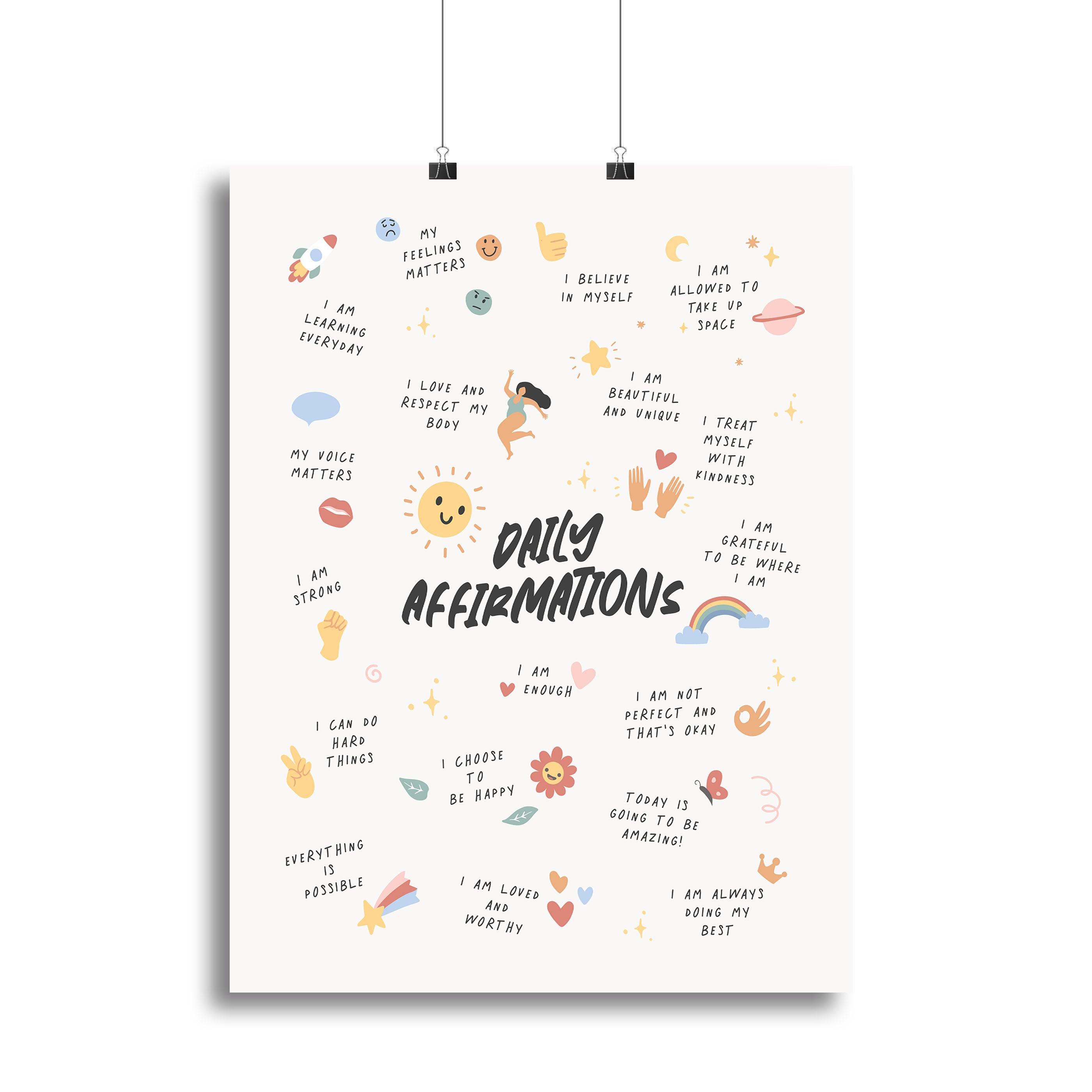 Daily Affirmations Emoji Canvas Print or Poster Canvas Art Rocks