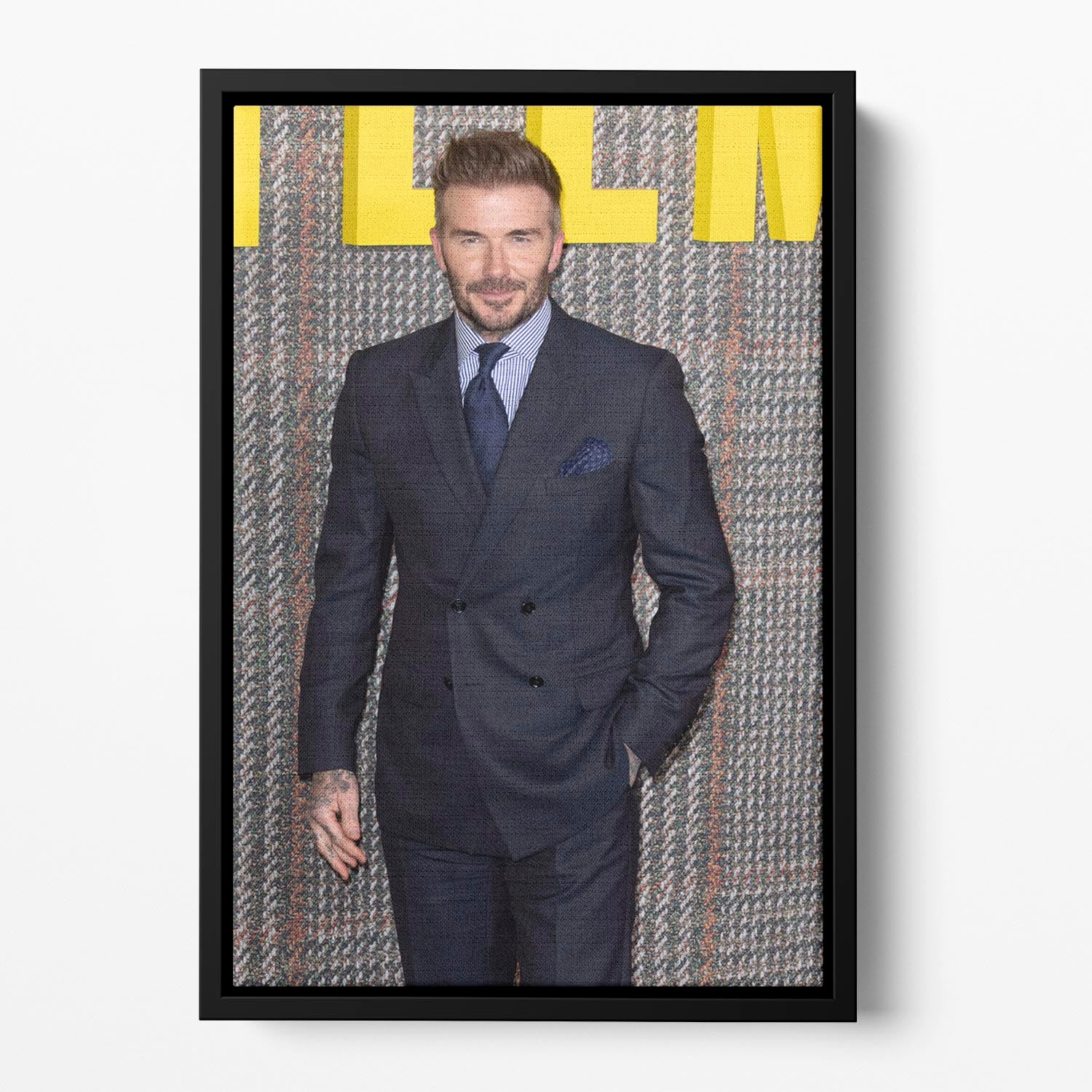 David Beckham at The Gentleman UK TV Premiere Floating Framed Canvas - Canvas Art Rocks - 2