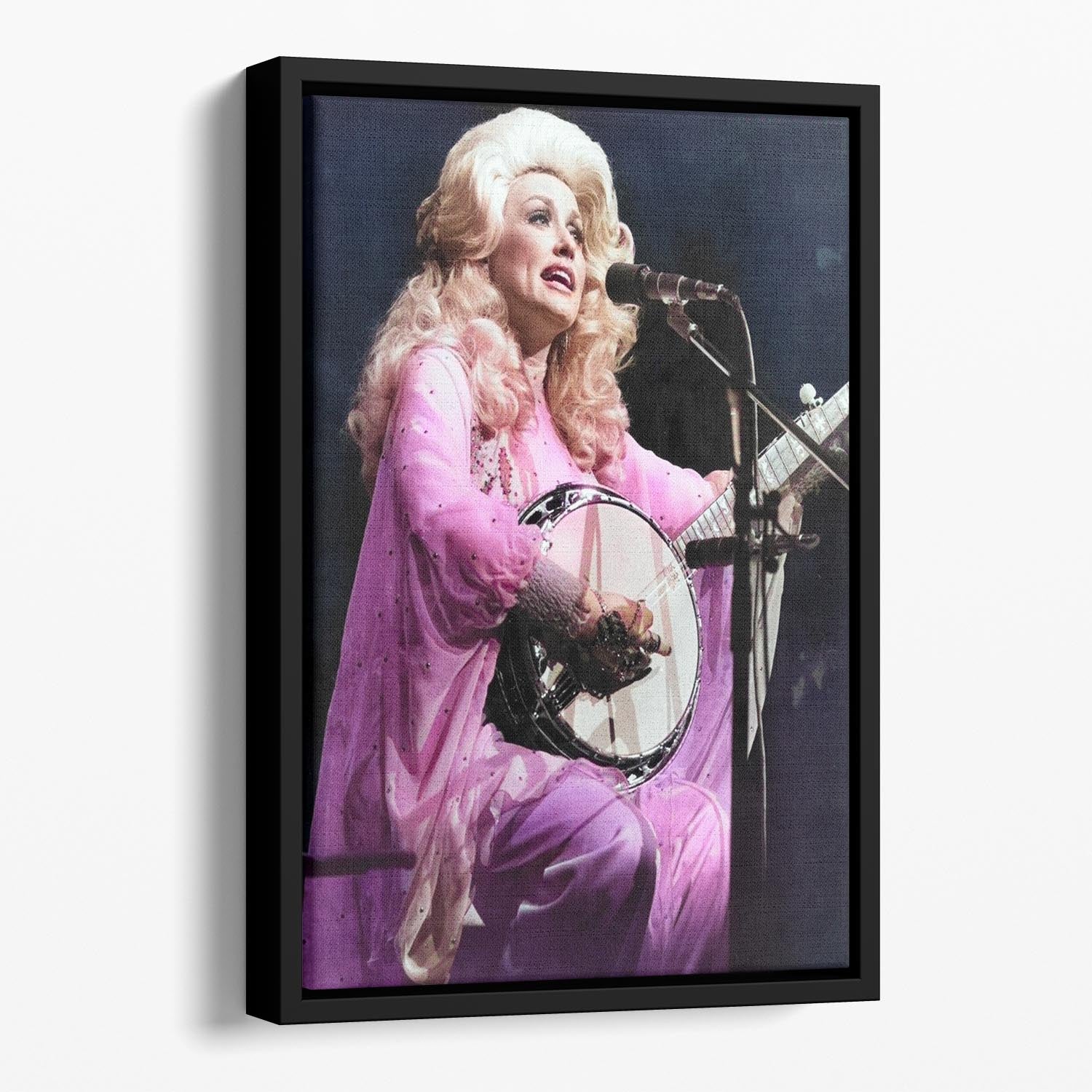 Dolly Parton Performing Floating Framed Canvas - Canvas Art Rocks - 1