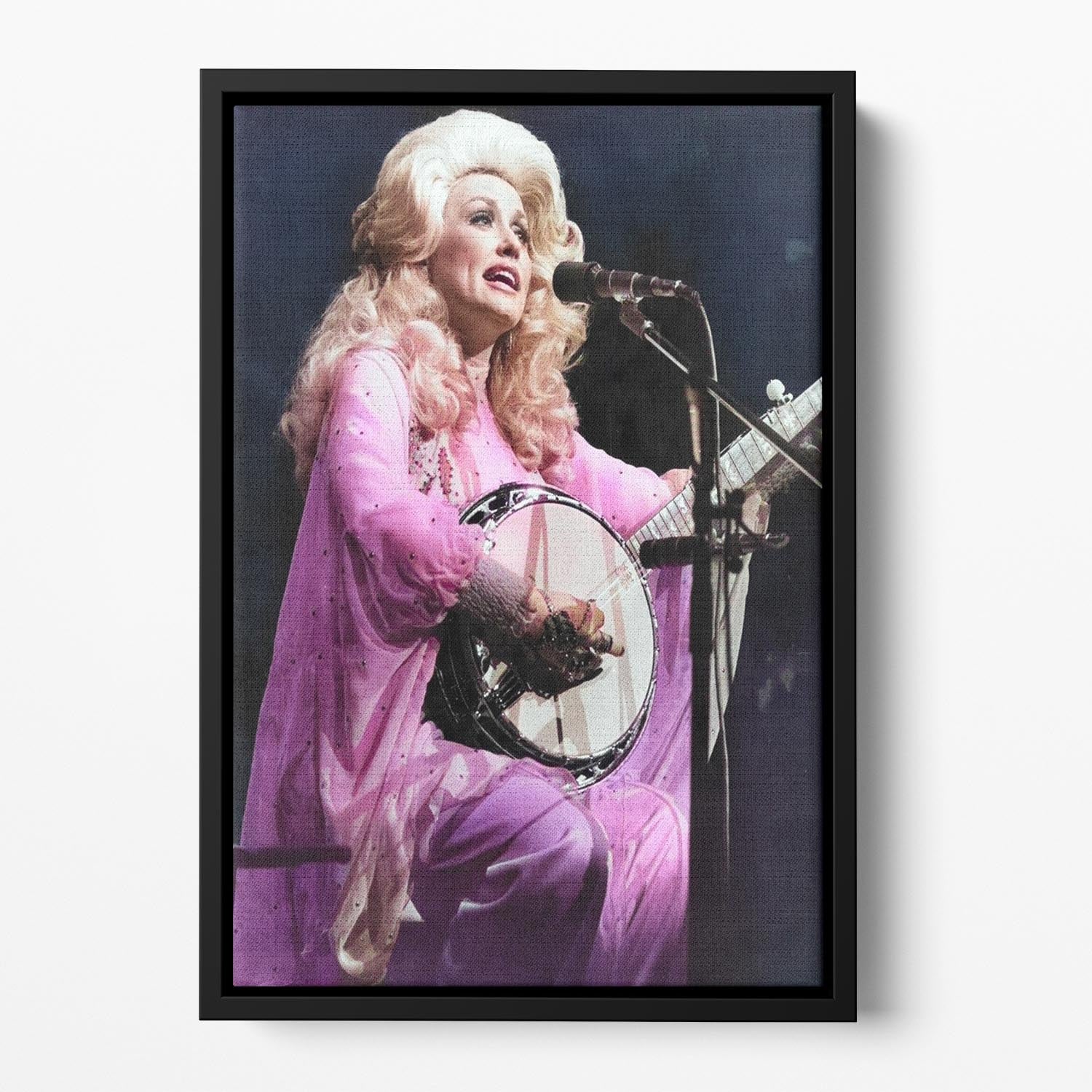 Dolly Parton Performing Floating Framed Canvas - Canvas Art Rocks - 2