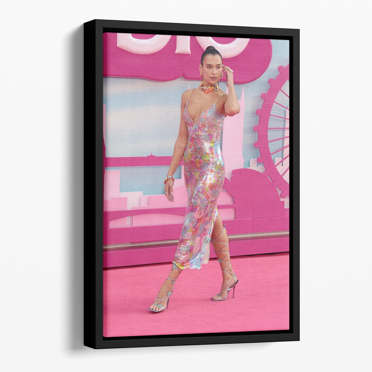Dua Lipa at the Barbie premiere Floating Framed Canvas - Canvas Art Rocks - 1