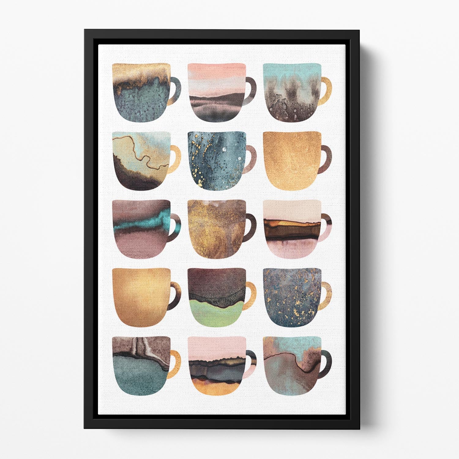 Earthy Coffee Cups Floating Framed Canvas - Canvas Art Rocks - 2
