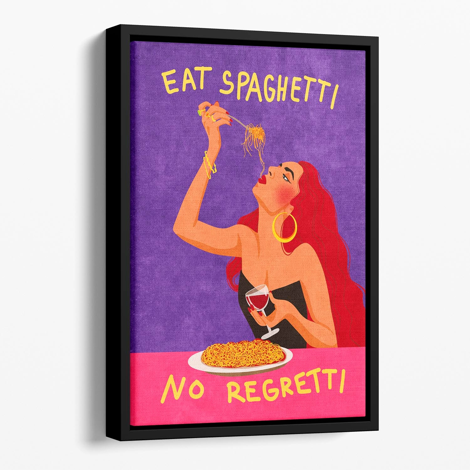 Eat spaghetti no regretti Floating Framed Canvas - Canvas Art Rocks - 1
