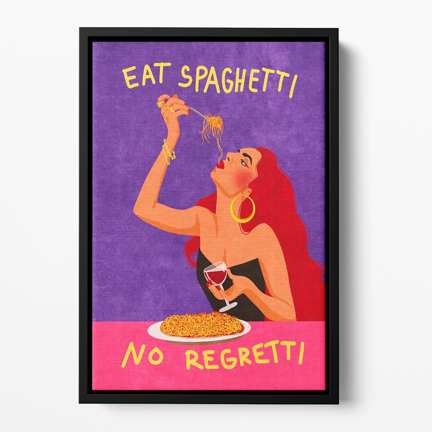 Eat spaghetti no regretti Floating Framed Canvas - Canvas Art Rocks - 2