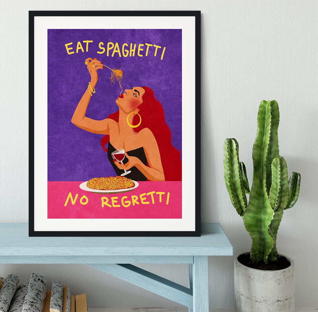 Eat spaghetti no regretti Framed Print - Canvas Art Rocks - 1