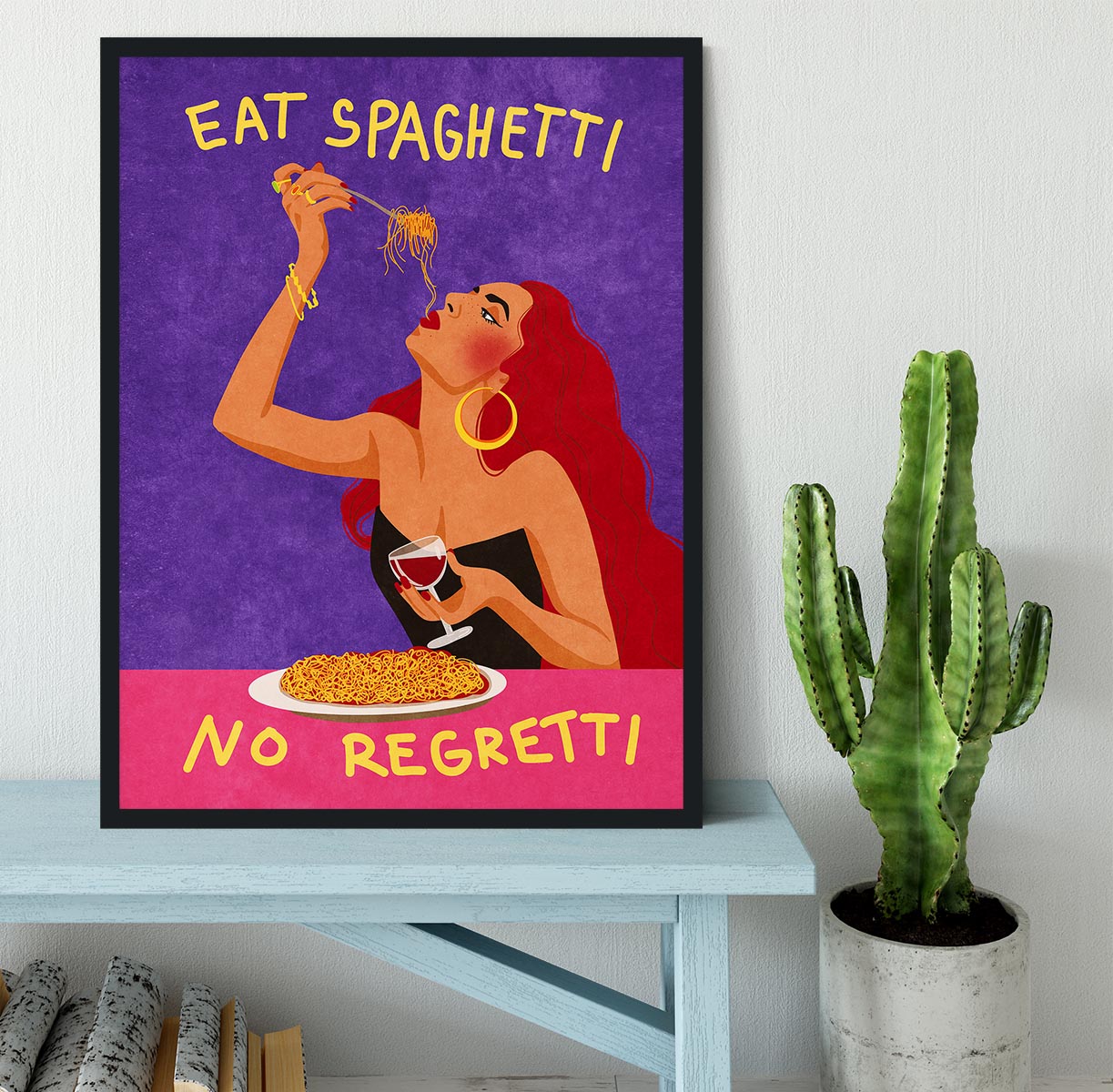 Eat spaghetti no regretti Framed Print - Canvas Art Rocks - 2