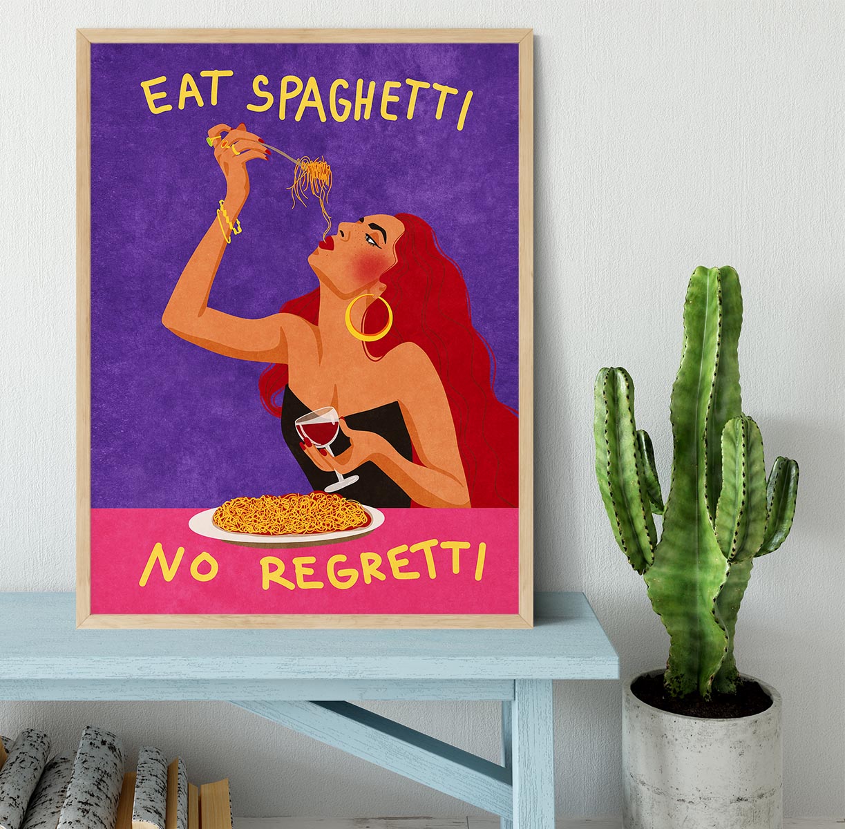 Eat spaghetti no regretti Framed Print - Canvas Art Rocks - 4