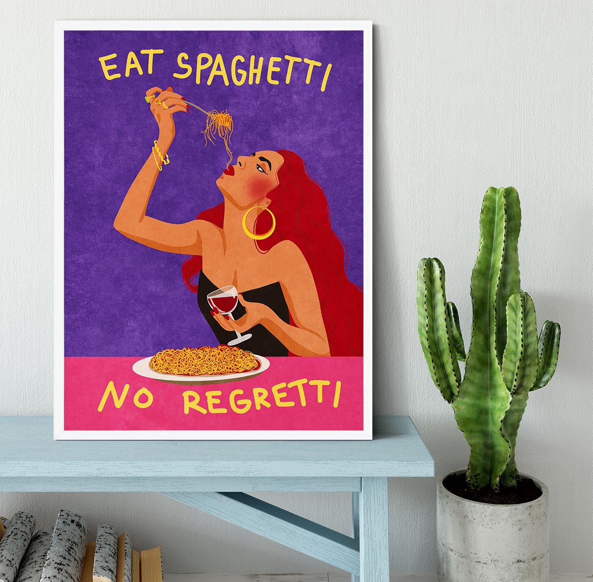 Eat spaghetti no regretti Framed Print - Canvas Art Rocks -6