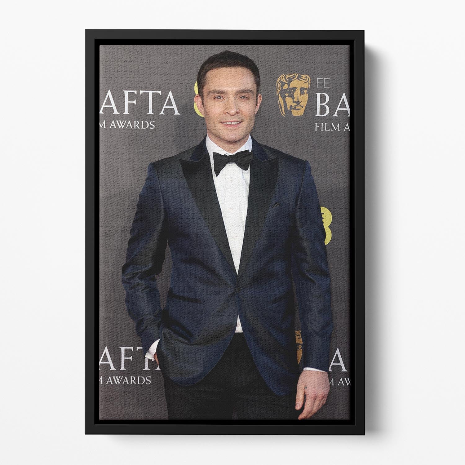 Ed Westwick at the Baftas Floating Framed Canvas - Canvas Art Rocks - 2