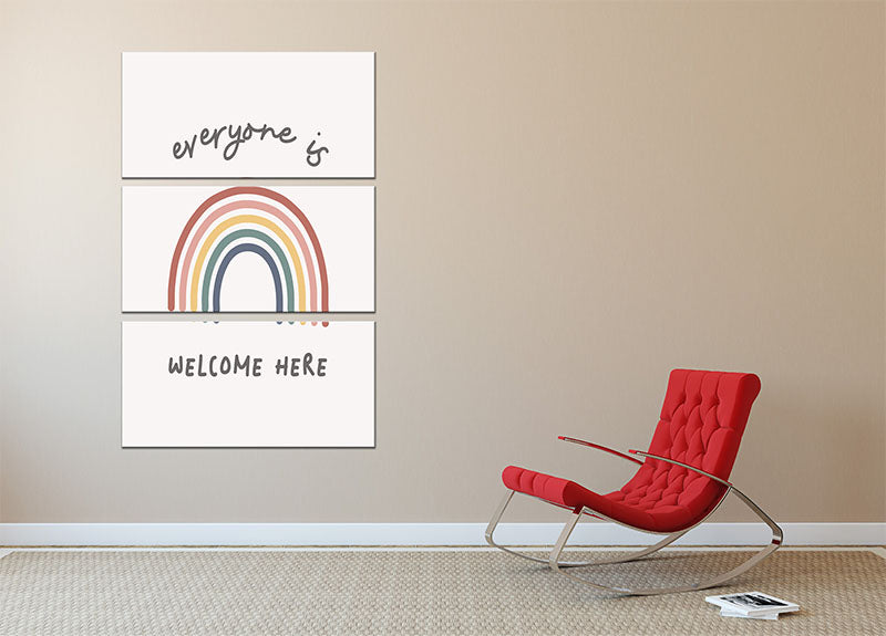 Everyone Is Welcome Here 3 Split Panel Canvas Print - Canvas Art Rocks - 2