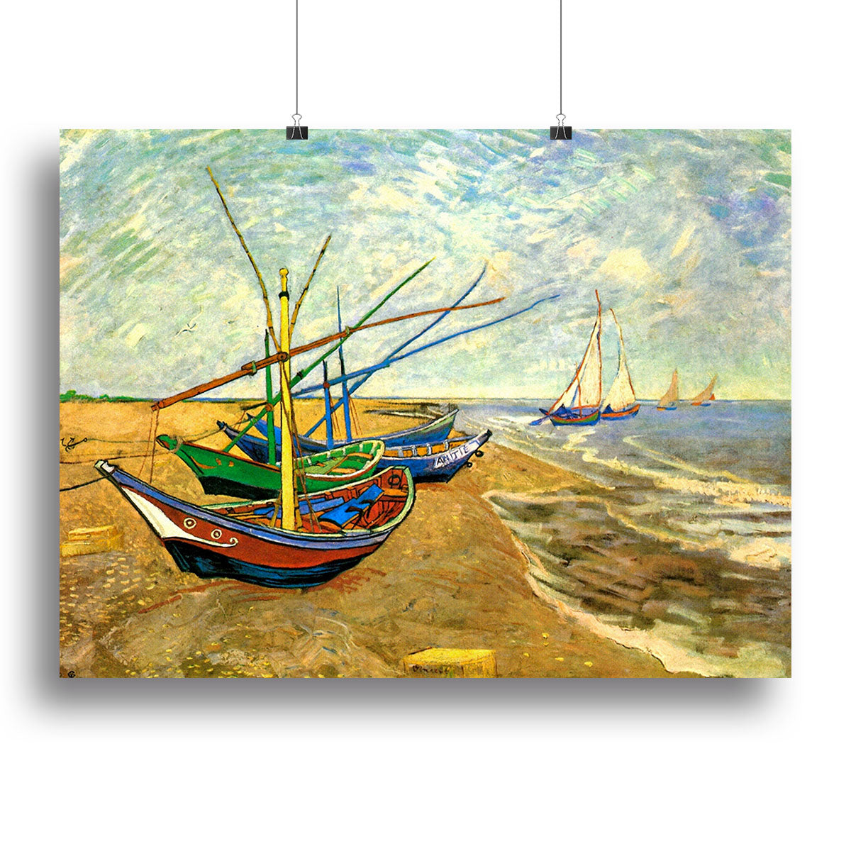 Fishing Boats on the Beach at Saintes-Maries by Van Gogh Poster - Unframed