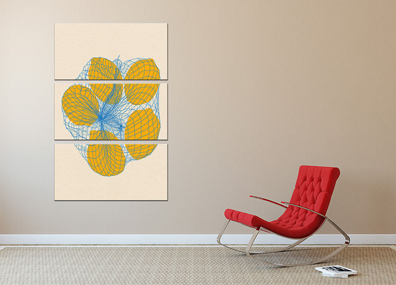 Five Lemons In a Net Bag 3 Split Panel Canvas Print - Canvas Art Rocks - 2