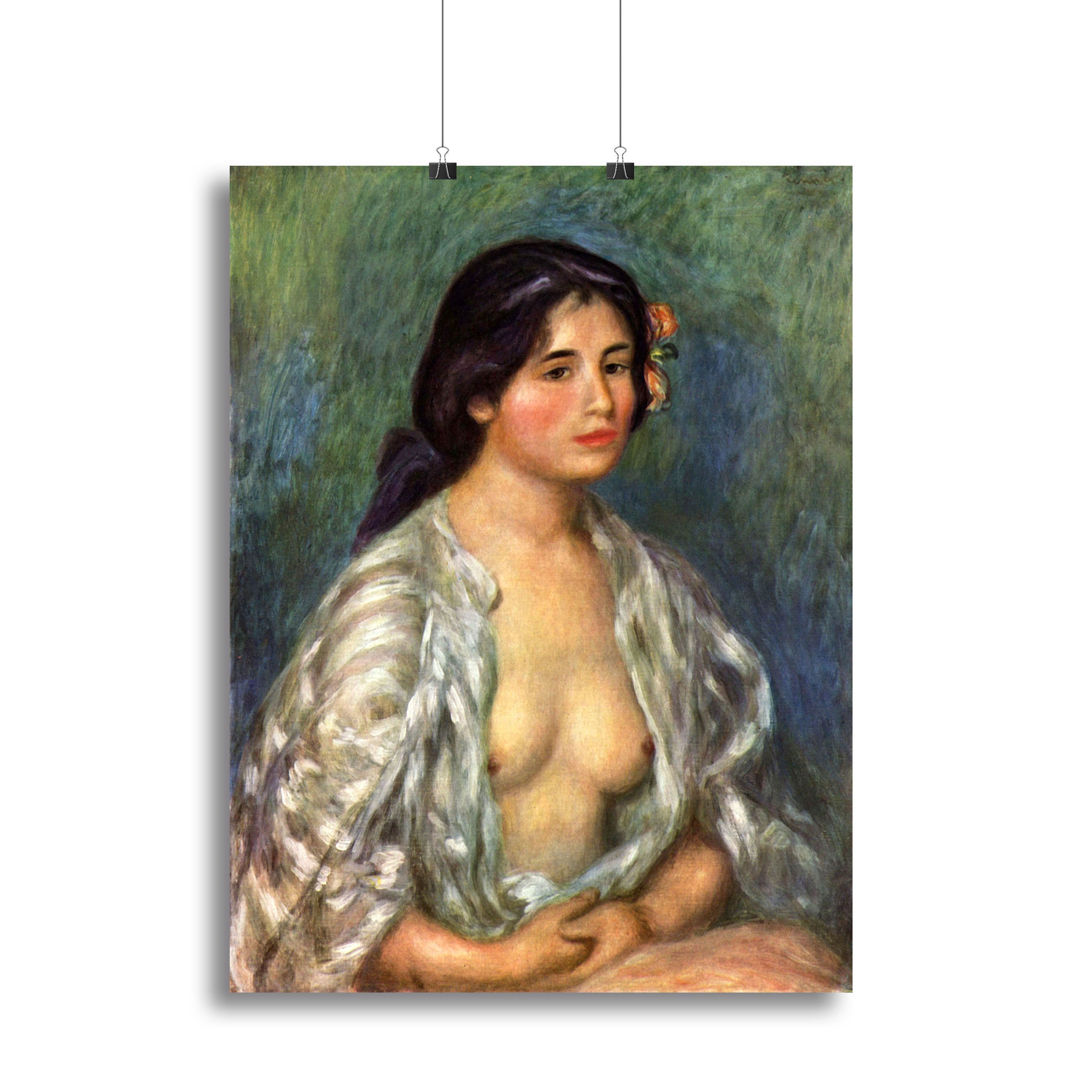 Gabrielle with open blouse by Renoir Poster - Unframed