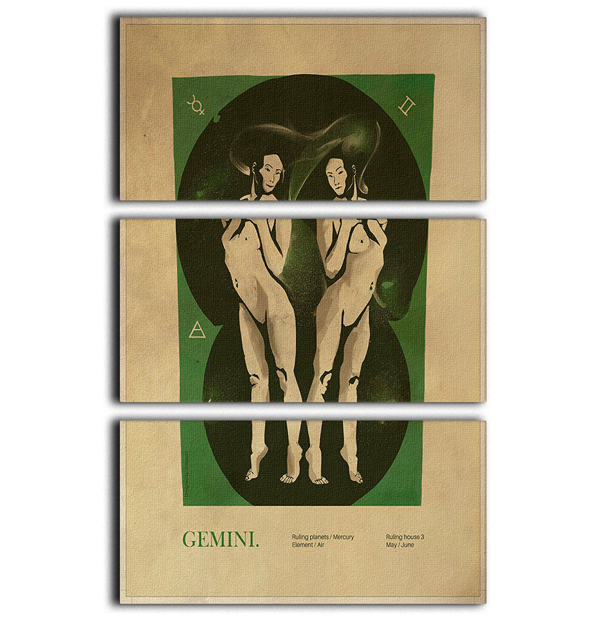 Gemini Celestial Insight Print 3 Split Panel Canvas Print - Canvas Art Rocks - 1