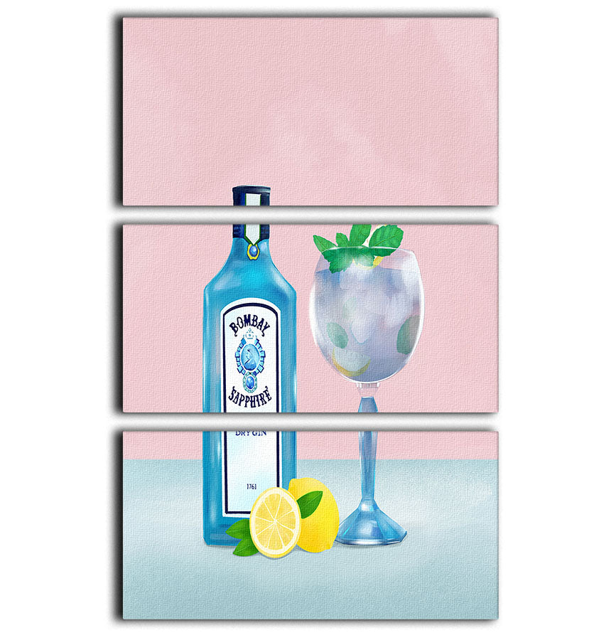 Gin Cocktail 3 Split Panel Canvas Print - Canvas Art Rocks - 1