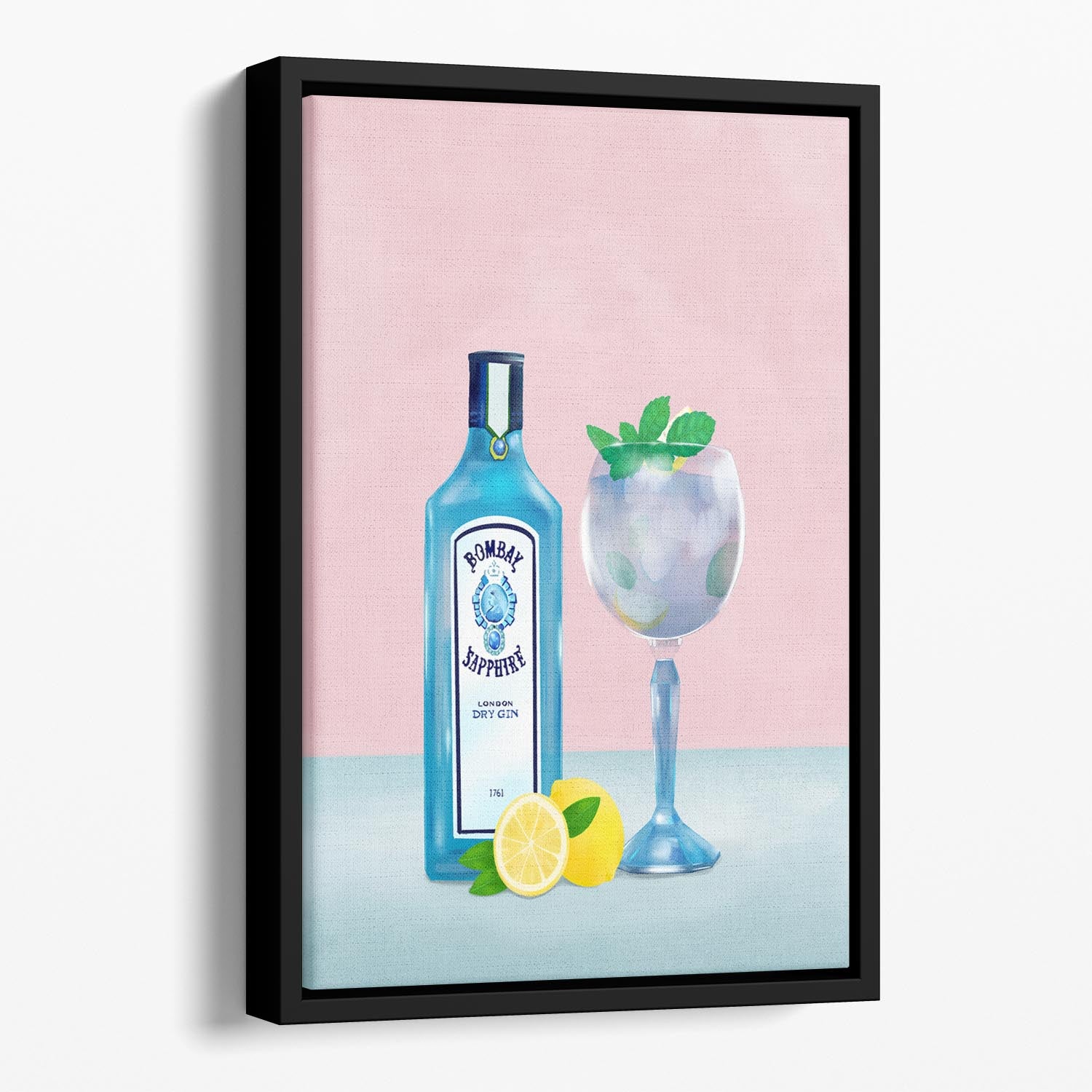 Gin Cocktail Floating Framed Canvas - Canvas Art Rocks - 1