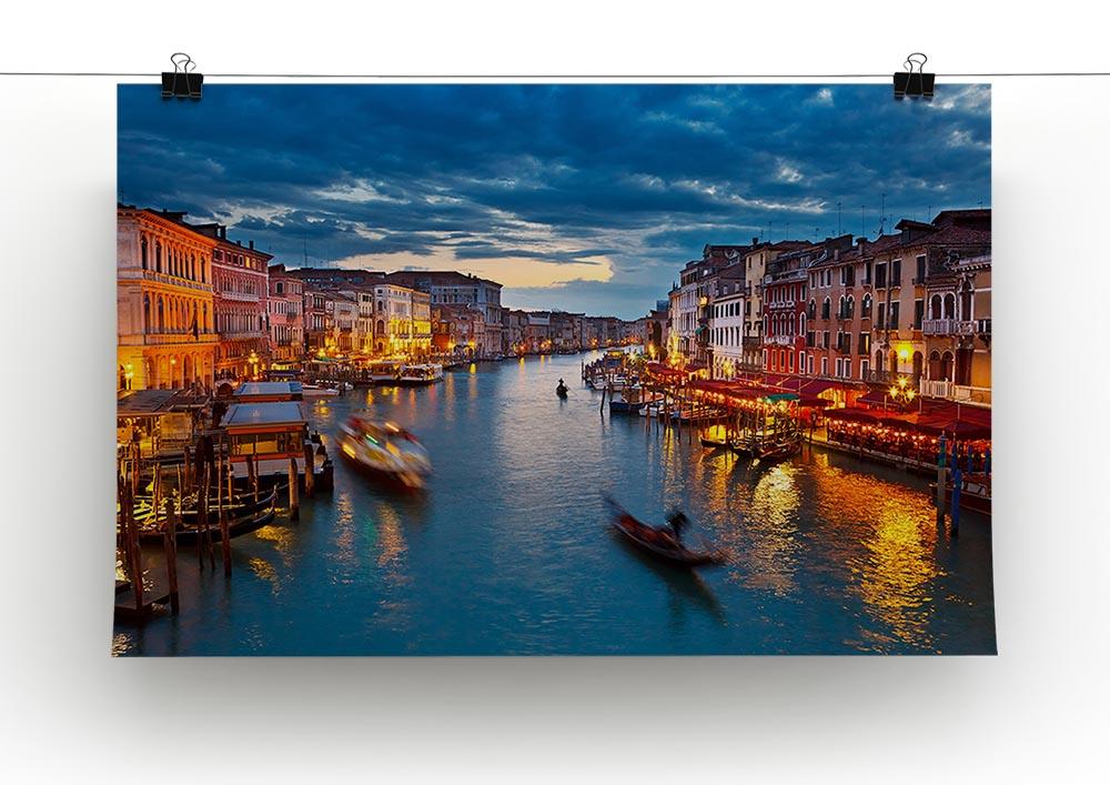 Grand Canal at night Venice Poster - Unframed