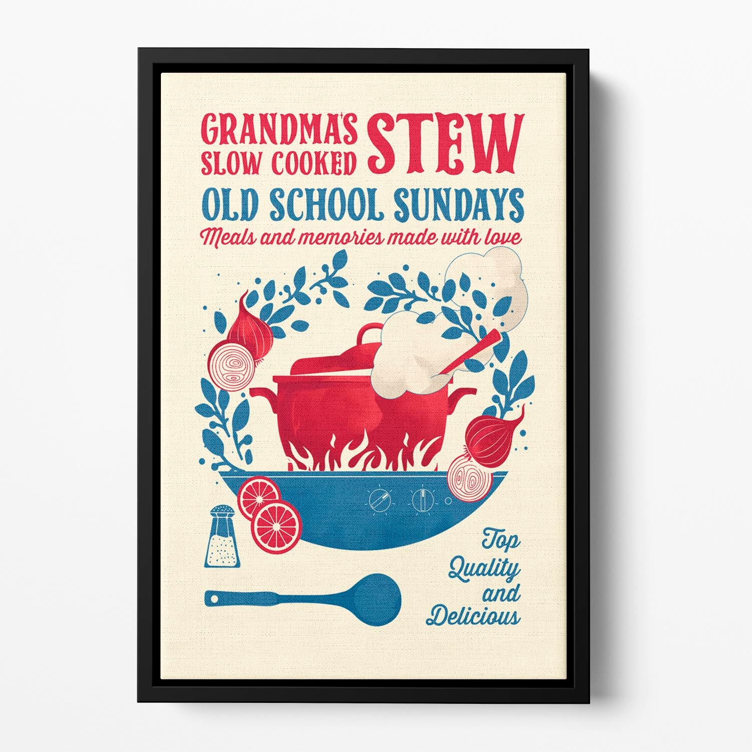 Grandmas Stew kitchen print Floating Framed Canvas - Canvas Art Rocks - 2