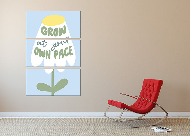 Grow At Your Pace 3 Split Panel Canvas Print - Canvas Art Rocks - 2