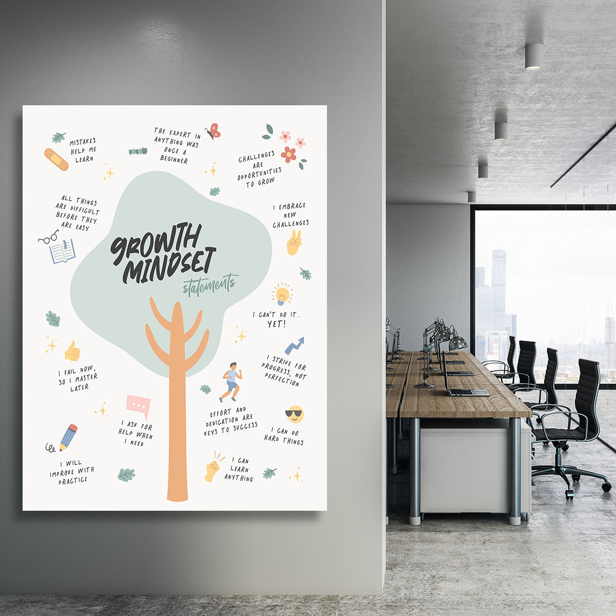 Growth Mindset Affirmations Canvas Print or Poster - Canvas Art Rocks - 3