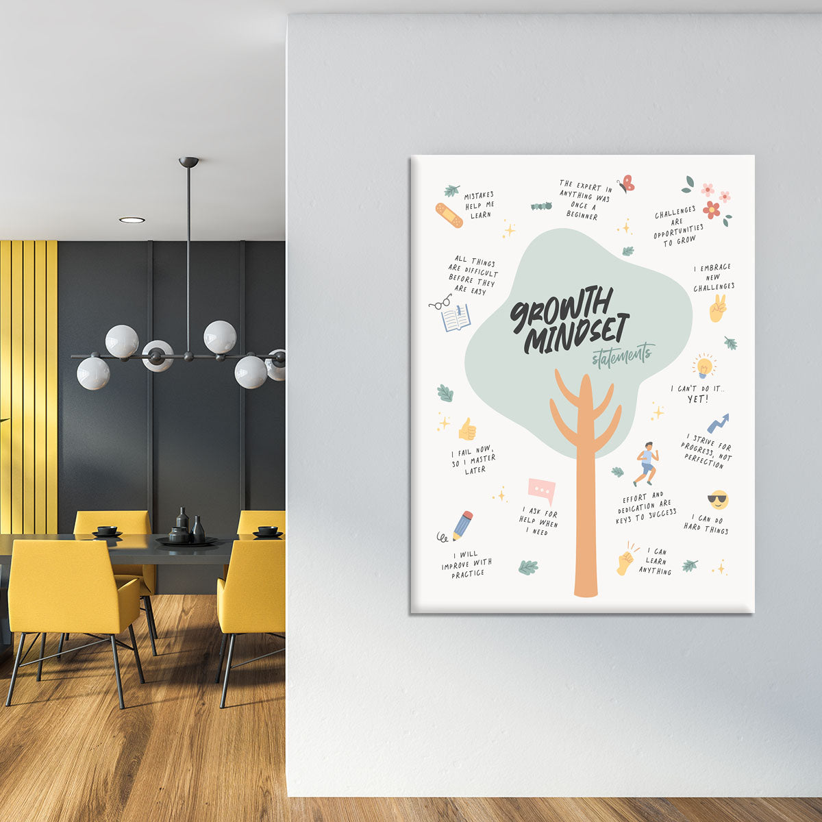 Growth Mindset Affirmations Canvas Print or Poster - Canvas Art Rocks - 4