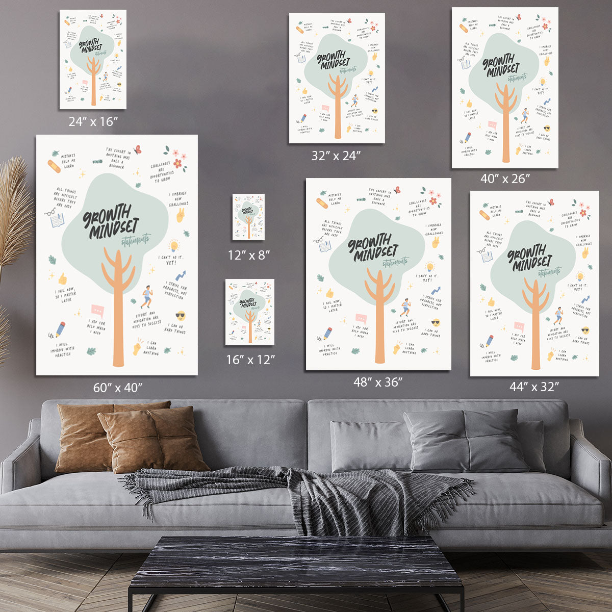 Growth Mindset Affirmations Canvas Print or Poster - Canvas Art Rocks - 7