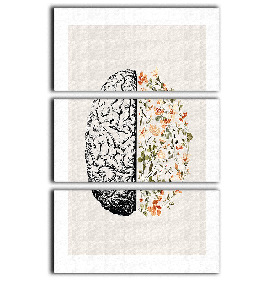 Half Brain Half Bloom 3 Split Panel Canvas Print - Canvas Art Rocks - 1