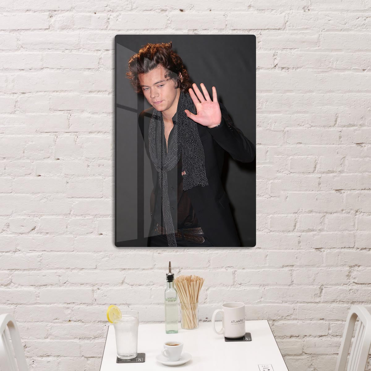 Harry Styles waves at the British Fashion Awards Acrylic Block - Canvas Art Rocks - 3