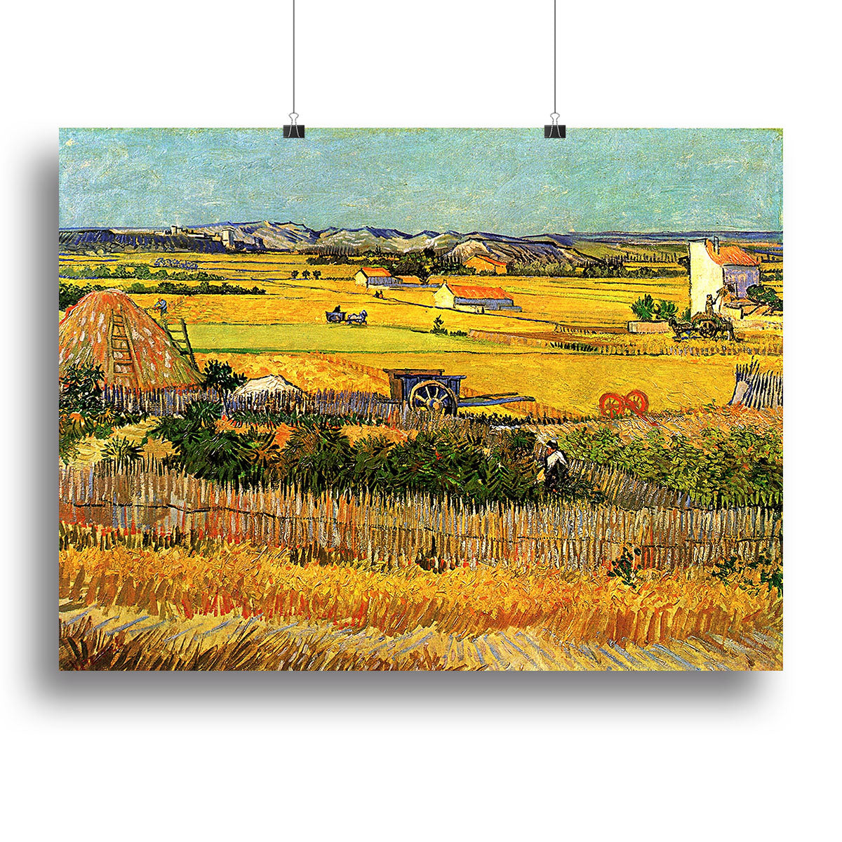 Harvest at La Crau with Montmajour in the Background by Van Gogh Poster - Unframed