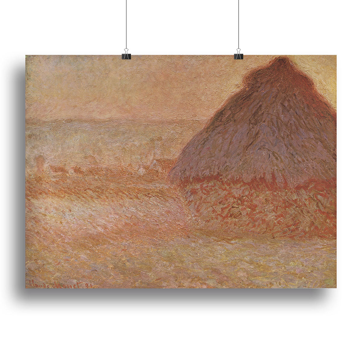 Haystacks at sunset by Monet Poster - Unframed
