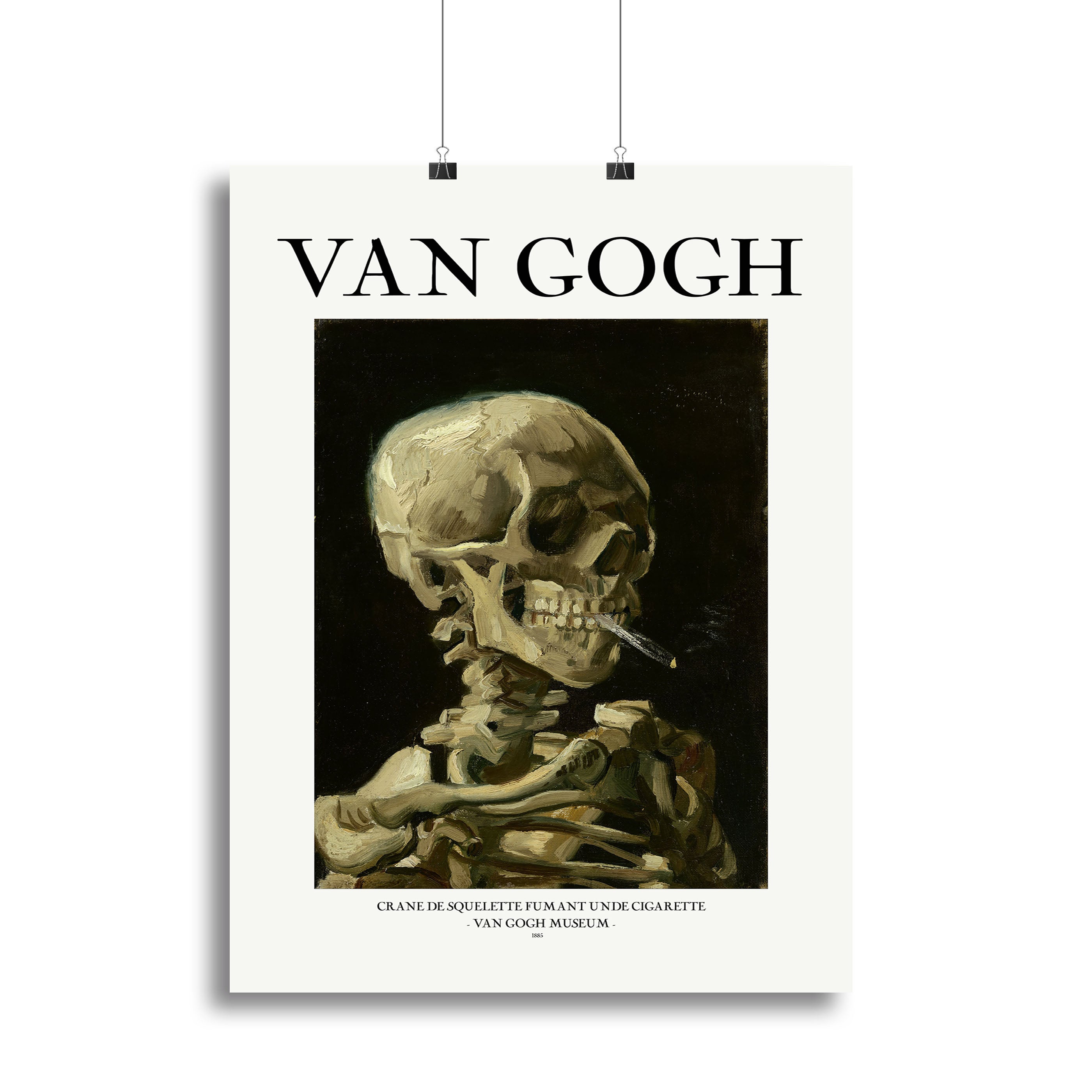 Head of a skeleton with a burning cigarette Titled Canvas Print or Poster - Canvas Art Rocks - 2