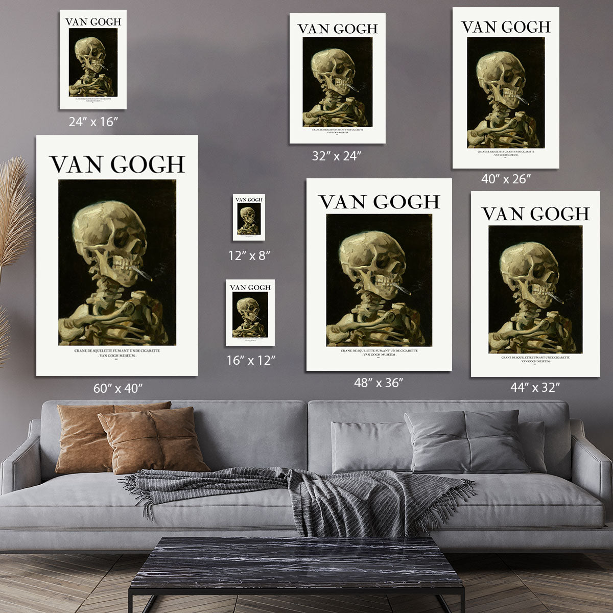 Head of a skeleton with a burning cigarette Titled Canvas Print or Poster - Canvas Art Rocks - 7