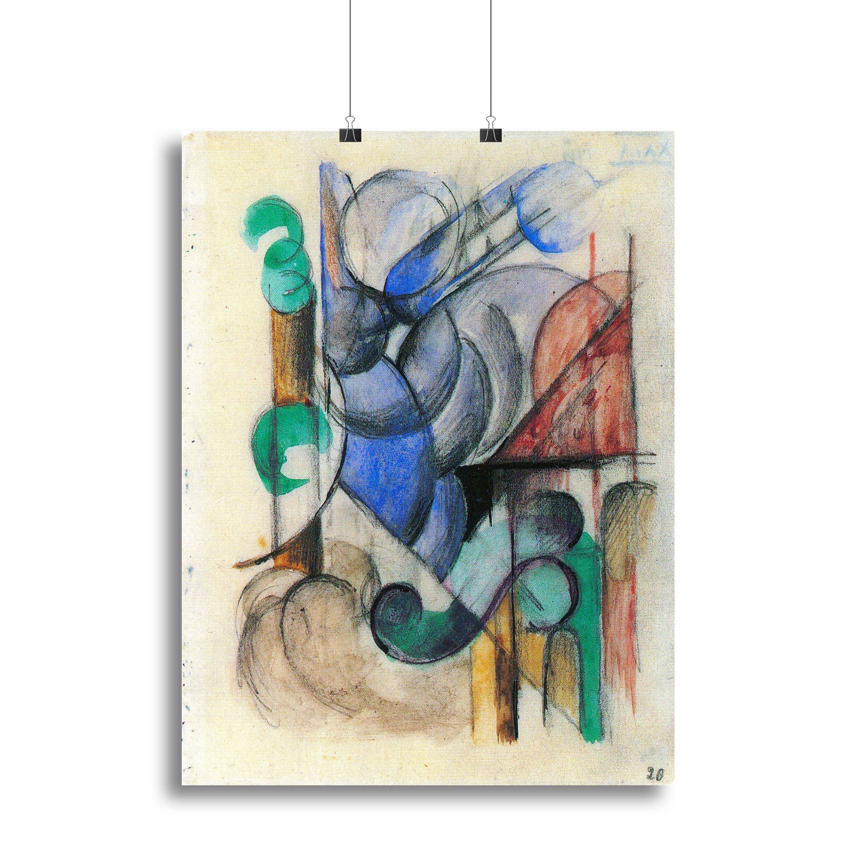 House in abstract landscape by Franz Marc Poster - Unframed